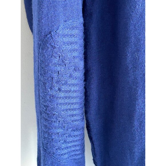 Royal Blue Ribbed Knit Pullover With Quarter Zip & Geometric Texture Design - Picture 9 of 13
